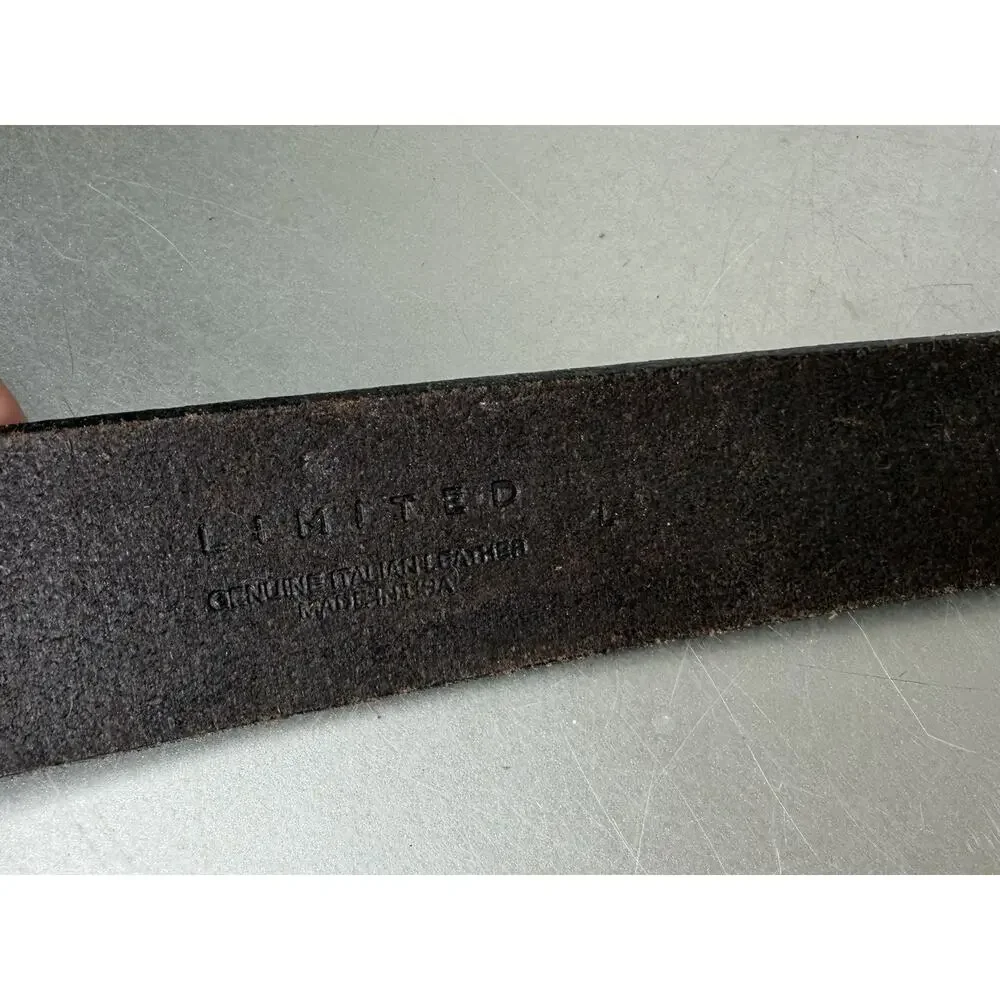Vintage Y2K Italian Leather Belt The Limited Brown Gold Brass Buckle Sz Large